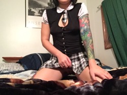 youngnfriendly:  Some more photos from last night in my little school girl outfit.