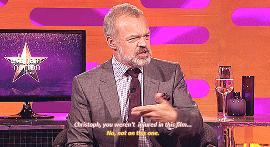 horseymayen:  shomangaka:    Daniel Craig and Christoph Waltz discuss filming injuries