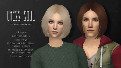 evannamari: Jujujam’s ChessSoul hair 4t2 4,5k polys for all ages and both genders my textures 10 col