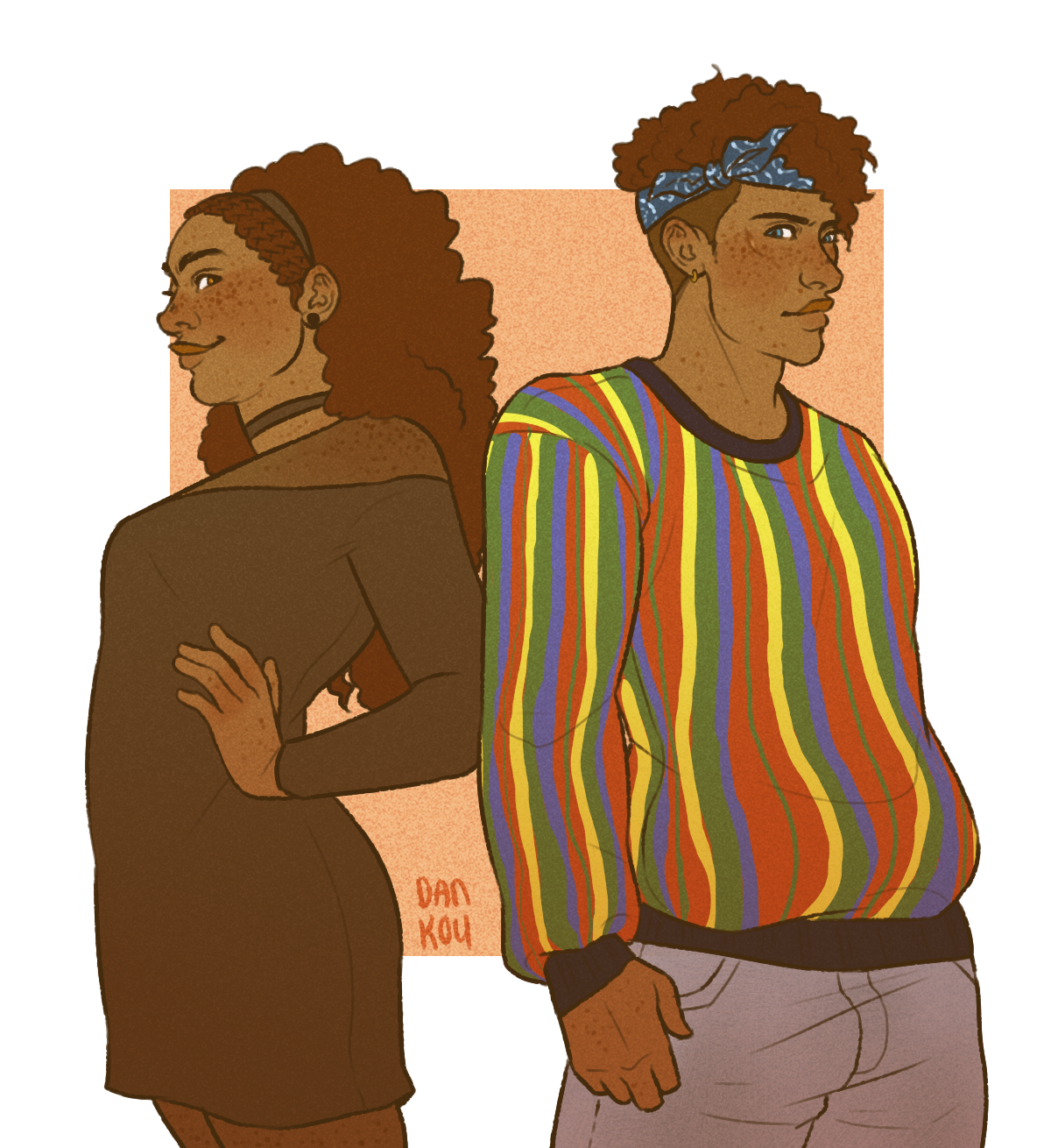 retromccree:Bethany and Carver in 90s fashion?? Totally phat