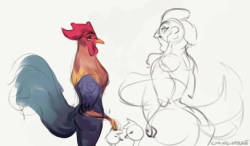 cyancapsule:Cock. And hen.Find me on Twitter where I try to post something daily!These sketches were originally posted to my Patreon!Consider supporting me for more sketches and studies!   