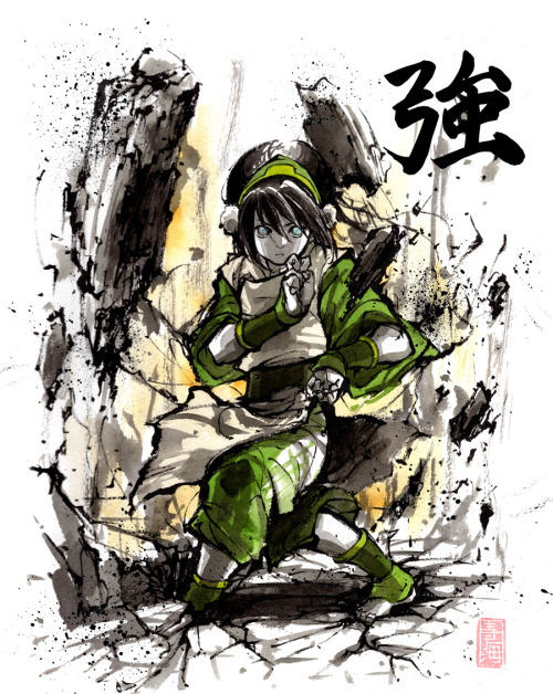 Porn Pics texasuberalles:Toph with sumi and watercolor