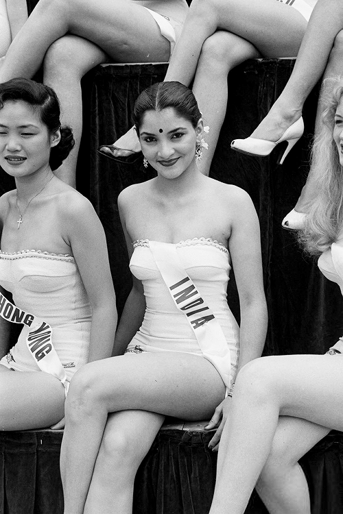 vintagegal:  Judy Dan and Indrani Rahman at the Miss Universe Pageant photographed