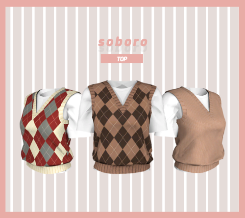 soboro-sims:[soboro] Polo Sweater vest Denim Two-Piece &Polo Sweater vest Top New mesh 38 Swatch