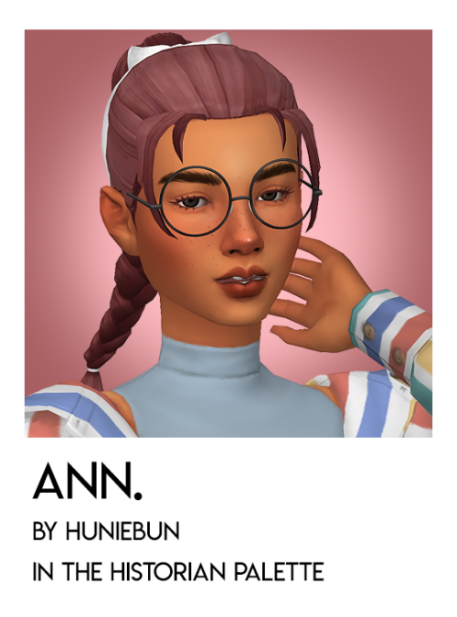 ann by @syruupsinfo:28 add-on swatches in serindipitysims’ historian palettemesh includeddisab