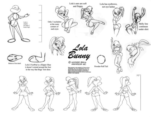 ‪Model sheets for Bugs Bunny and Lola Bunny. Bugs’s design changed a few times, though it has been m