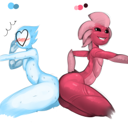 sqoon:  My friend suggested we draw our Starbound characters~  Decided to practice some painting, so why not~?