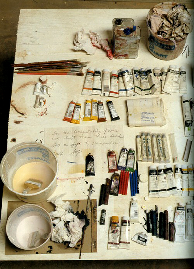 likeafieldmouse:  David Seidner - Cy Twombly’s Desk (1999) 