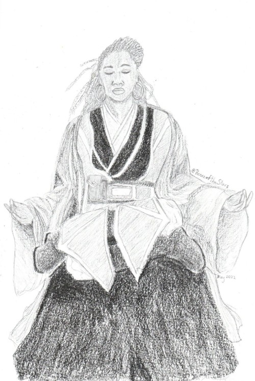 For Light and Life*Pencil drawing of @krystinaarielle as a Jedi of the High Republic, in robes by @b