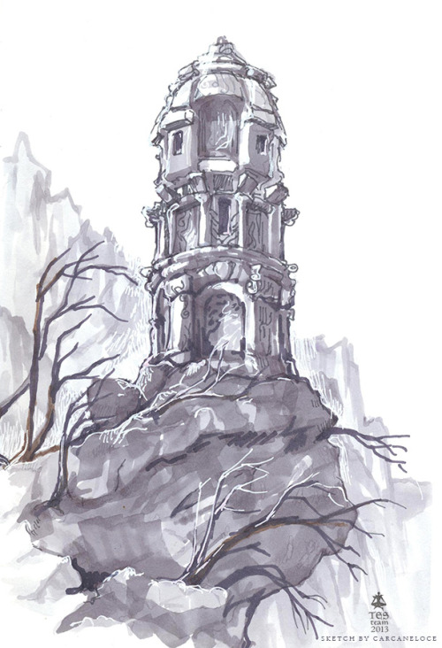 carcaneloce:More TES sketches! Markart, Cheydinhal, Plan of Oblivion and Giant Mashroom. Tools: letr
