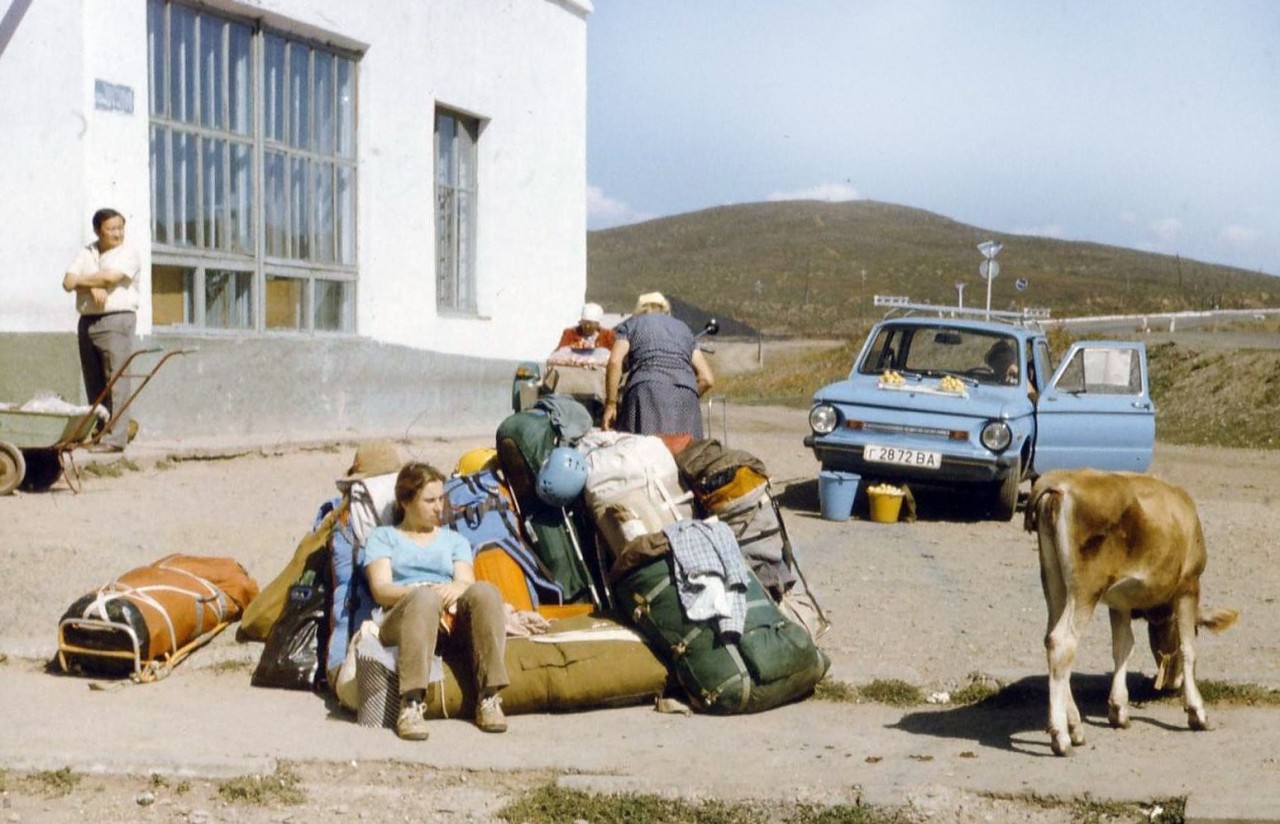Bus station in Oktyabrsky (a settlement in Kazakhstan), 1991