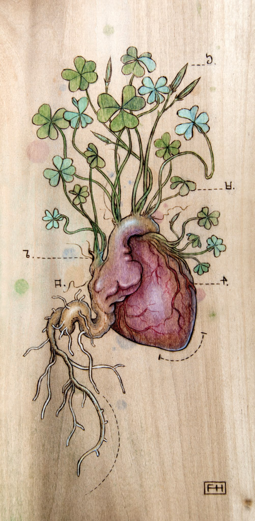 lohrien:  Illustrations by Fay Helfer  (pyrography and pastel on wood)