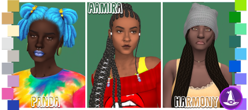 simthing-clever: Black History Month Witching Hour Hair Dump 9 Defaults &amp; extras. Meshes req