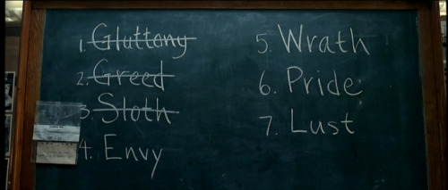 raspberrynoir:  31 Days of Halloween-Day 14“Ernest Hemingway once wrote, “The world is a fine place and worth fighting for.” I agree with the second part.”Seven (1995) Directed by David Fincher 