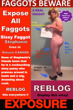 shawnb44: crystalrain36:  stephanie-tg:  danafoxx:  will you help me expose myself? repost, reblog &amp; expose EVERYWHERE possible!!! Let’s help this cock sucking sissy fag get outed and make her a very happy sissy!!!!! She craves exposure so let’s