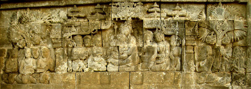 Royal scene from Jataka tale, Borobudur, Java, photo by Anandajoti Bhikkhu