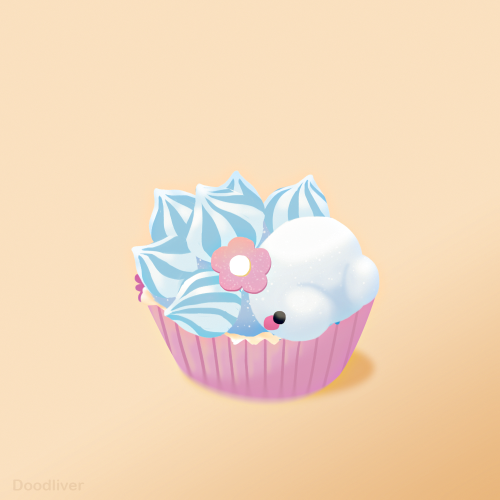 doodliver:A lil Snom cupcake ❄concept of the upcoming cupcakes on Ko-fi!☕ :https://ko-fi.com/i/IF1F4