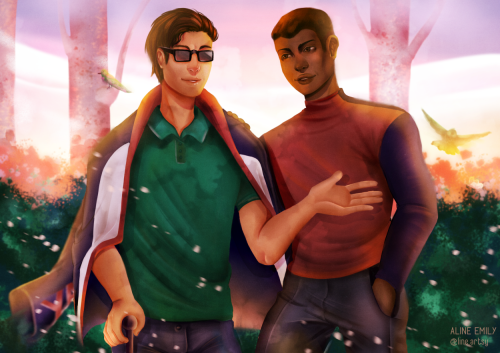 Commission I did for Zoe, of a pretty casual Pieter Cross and Michael Holt!- Line (Commissions open!