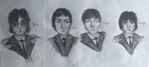This Weekend, My Friend And I Did A Drawing Challenge Where We Had To Sketch Each Member Of The Beatles