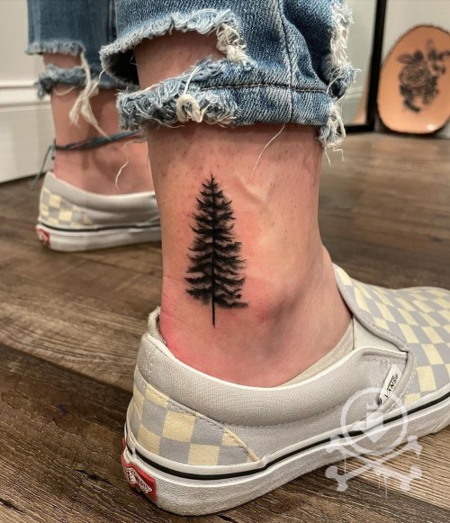 Pine tree tattoo an ankle  Tattoogridnet
