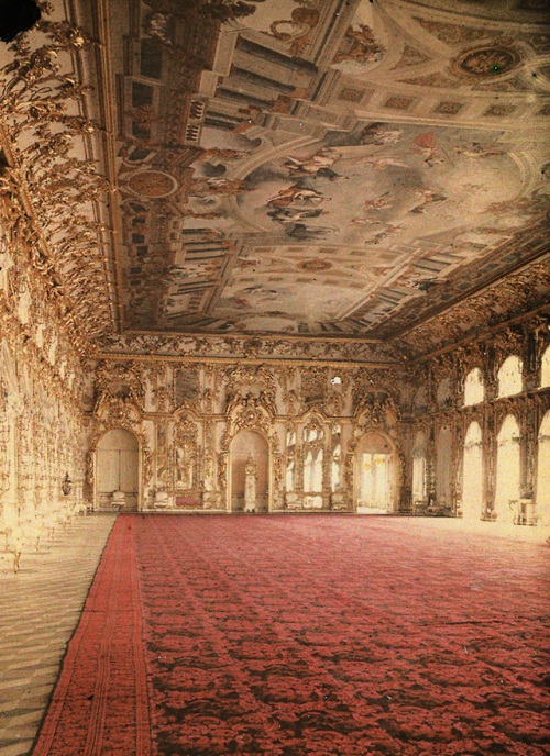 historyofromanovs: Rare colour auto-chrome of the Ballroom in the Catherine Palace as it looked in 1