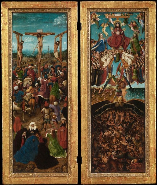 themacabrenbold:Jan van Eyck (Netherlandish, ca. 1390–1441) and Workshop Assistant. The Crucifixio