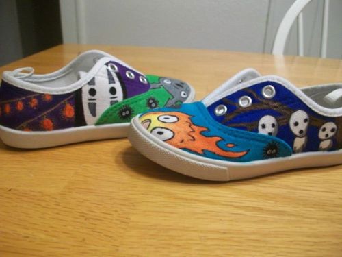 wearmyart:Hand painted ‘Studio Ghibli’ custom kids shoes My Etsy is now open! Visit at: 