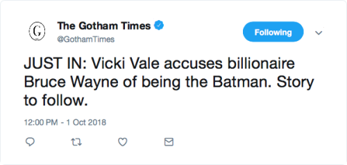 crinosg:jeeperso:  crinosg:  dickiesgrayson: #IsBruceWayneBatman: a social media au | Part I I mean yeah this is exactly what would happen.  Batman has gone to great lengths to create the persona of “Bruce Wayne, upper class twit who could never be