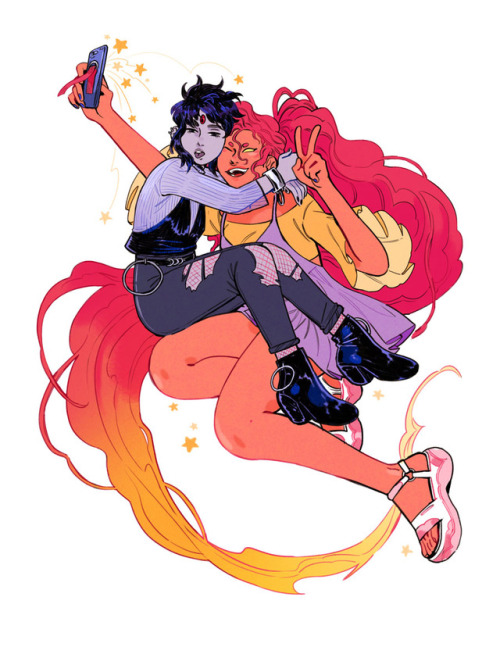 ofalldimensions:  a little starfire & raven print for flamecon! i’ll be tabling at flamecon again this year, table k66a august 18 & 19 in nyc!  