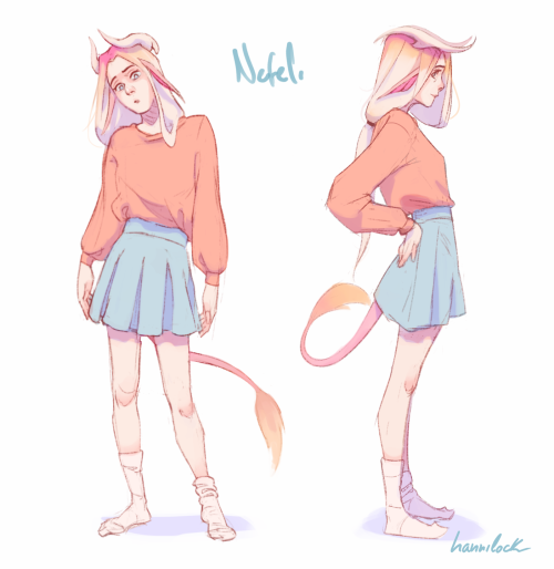  This is Nefeli, my oc for drawing class. Am i being too subtle on the trans lesbian vibes? Here are