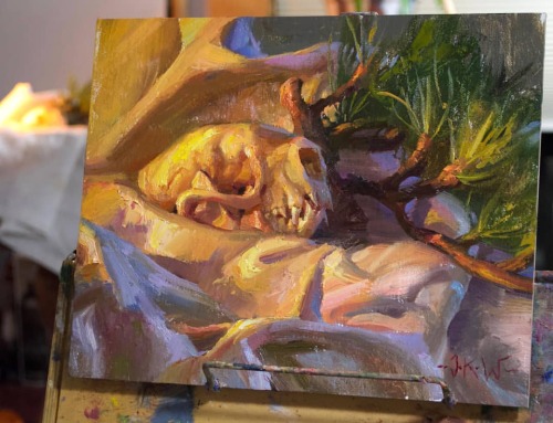 Day 22 #stradaeasel challenge  Skull study in warm and cool light. I had to access my long dormant d
