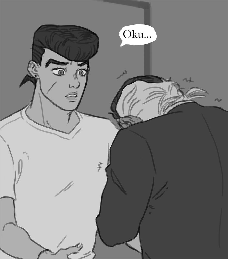 notanotherjojoblog:I’m glad Oku has a bro to hug him when he’s having a bad day.