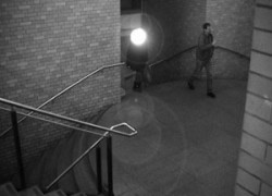 unexplained-events:  IR LEDs used to hide face from security cameras.An array of LED lights (infrared light emitting diodes) create this flash that wouldn’t be noticable to anyone else around you.