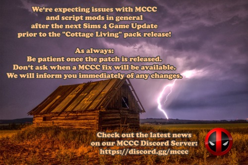 eg4mccc: Patch Incoming Soon, Ready? (Sims 4)Who’s ready for Cottage Living?  (graphic by