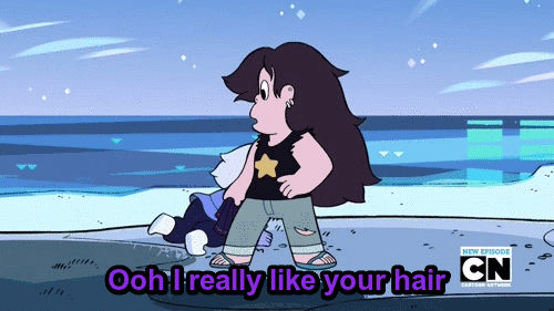 the-mystery-of-bill-cipher:  Amethyst liked Greg’s hair so much she decided to