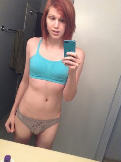 sissygirliewynn:  localtrapselfies:  http://ift.tt/Pht58Z  Girl, you are cute - kisses! Love the bra also, pretty color. You need some matching panties though hon :-)