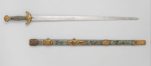 art-of-swords:Sword with ScabbardDated: 17th centuryCulture: ChineseMedium: steel, brass, enamelMeas