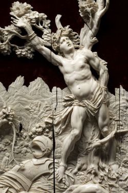 statuemania:  The Martyrdom of St Sebastian (detail) by Master of the Martyrdom of Saint Sebastian (Austrian, prob. mid–17th century), Ivory, 1655 Kunsthistorisches Museum, Vienna, Austria. 