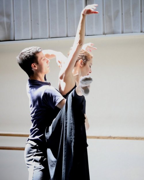 Agnès Letestu, Rupert Pennefather and Yvon Demol (choreographer)Rehearsals for The Transfigur