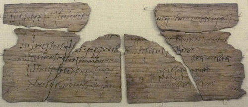 romegreeceart:Vindolanda tablet -   A Birthday party invitation from Claudia Severa to Sulpicia Lepi