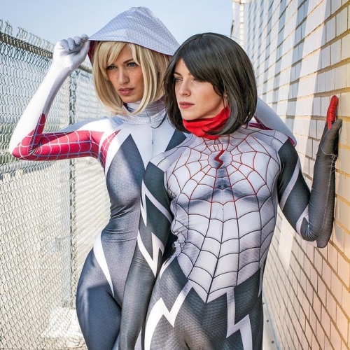 Saucy Chicks save the Day . @johnnyporsche .Silk @jsgcosplay .Gwen Suit by @herostime2013 (use cod