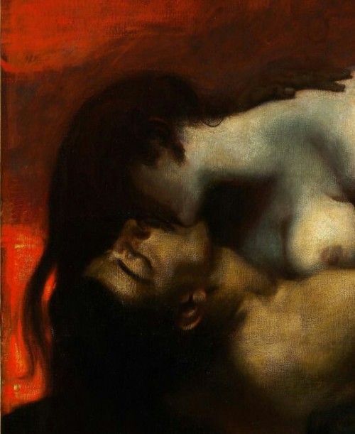 la-petite-mort-69: The Kiss of the Sphinx (Detail) 1895 - Franz Von Stuck