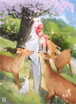 rossdraws:Final piece from the video I shot in Japan! Nima and Friends :) Was such a fun learning experience drawing Deer for the first time, hope you guys enjoy it! (◕‿◕)