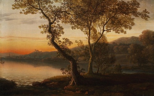 Jens Juel (1745 - 1802) - Evening at Sunset. Oil on canvas.Click to enlarge.
