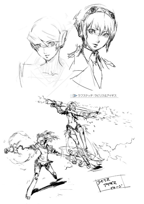 noahes:  Persona 4 The Ultimax Ultra Suplex Hold Official Design WorksConcept artwork of Aigis & Labrys 