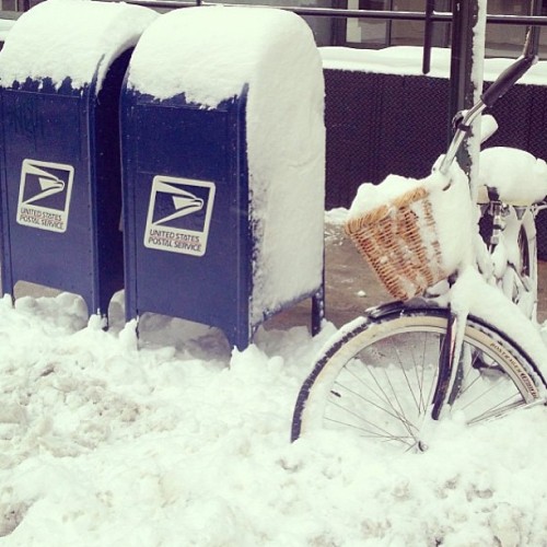 Another #repost from @atelierbb #bike snowed in! Stay warm those in the #nytstorm