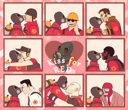 tora-mewcat:February almost end, but..KISS FOR TEAMS! Happy Valentine’s day.