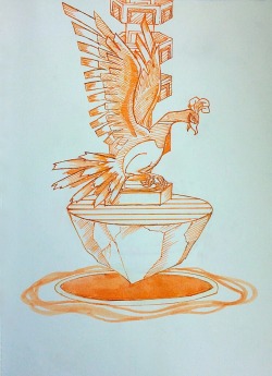 ellosine:  Inktober day 21 Mirage spot: Ho-oh