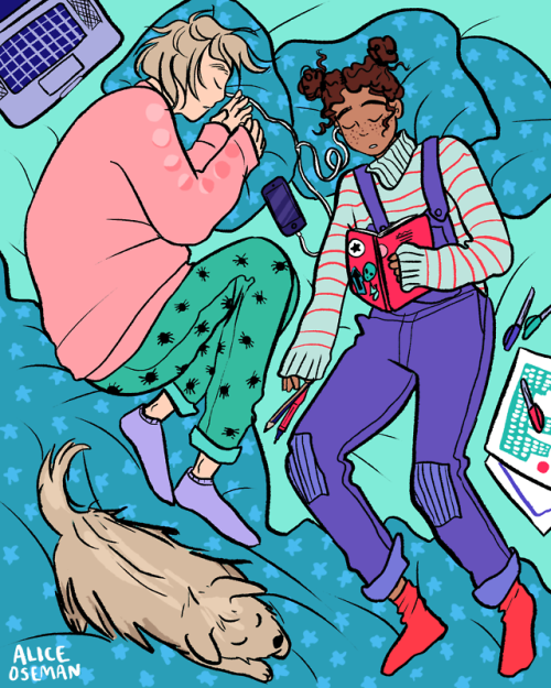 spacezeros: naptime for the radio kids! (plus a puppy)(frances and aled are from radio silence)I too