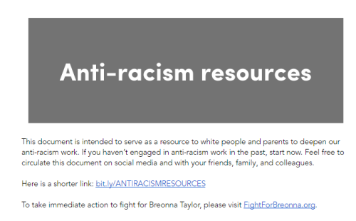 Google Doc: Anti-racism resources for white people“This document is intended to serve as a resource 